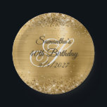 Imitate Gold Glitzer und Foil 40. Geburtstag Pappteller<br><div class="desc">Schaffen Sie sich Ihre eigenen Geburtstagsfeier-Teller für ihr besonderes Meilenstein. Sie können das Monogramm behalten oder löschen. Sie können die extravaganten Schriftzeichen-Stile anpassen. Imitate funkelnd vergoldeten Glitzer gegen ein koordinierendes Imitat glänzend gebürstete Metallfolienbild. Das ganze funkelnde und goldene Glanz dieses modernen,  mädchenhaften Designs ist digitale Grafik.</div>