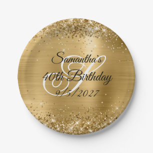 Imitate Gold Glitzer und Foil 40. Geburtstag Pappteller