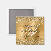 Imitate Gold Glitzer und Foil Monogram 40. Geburts Magnet (Vorderseite/Rückseite)