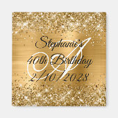 Imitate Gold Glitzer und Foil Monogram 40. Geburts Magnet (Vorne)