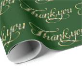 Imitate Gold Glitzer und Green Danke Muster Geschenkpapier (Rolleneckpunkt)