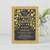 Imitate Gold Glitzer und Konfetti Hochzeit Einladu Einladung (Stehend Vorderseite)