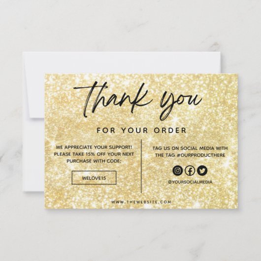 Imitate Gold Glitzer Vielen Dank Media Insert (Vorderseite)