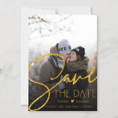 Imitate Gold Glitzer Wedding Foto Save the Date Magneteinladung (Vorderseite)