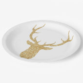 Imitate Gold Glitzer Weihnachtsbaum Pappteller (Schrägansicht)