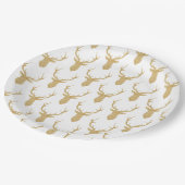 Imitate Gold Glitzer Weihnachtsbaum Pappteller (Schrägansicht)