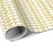 Imitate Gold Glitzer & White Triangle Muster Geschenkpapier (Rolleneckpunkt)