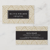 Imitate Gold Glitzer Zickzack Muster Business Card Visitenkarte (Vorne/Hinten)