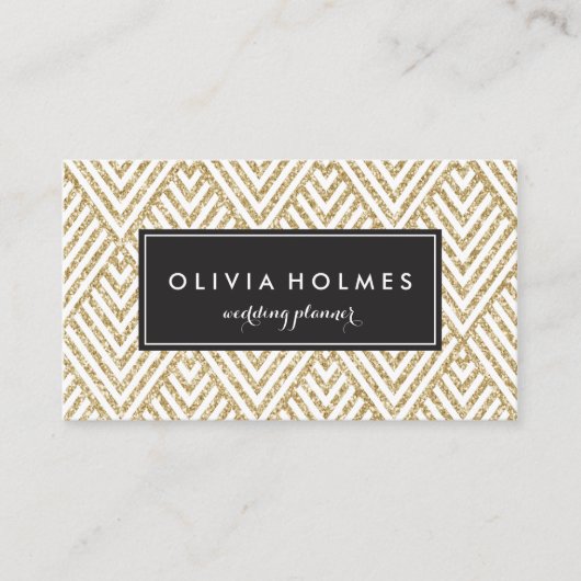 Imitate Gold Glitzer Zickzack Muster Business Card Visitenkarte (Vorderseite)