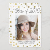 Imitate Gold Glitzy Dots Graduation Einladungen (Vorne/Hinten)