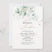 Imitate Gold Green Watercolor Eukalyptus Luncheon Einladung (Vorderseite)
