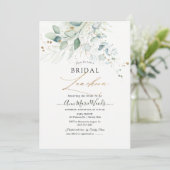 Imitate Gold Green Watercolor Eukalyptus Luncheon Einladung (Stehend Vorderseite)