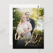 Imitate Gold Hand Script Foto Danke Postcard Postkarte (Vorne/Hinten)