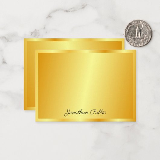 Imitate Gold Handgeschriebene Skriptnamensvorlage Mitteilungskarte (Vorderseite/Rückseite Beispiel)