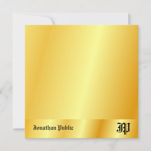 Imitate Gold Handwriting Monogram Personalisiert Mitteilungskarte (Vorderseite)