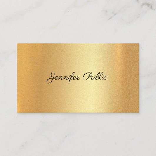 Imitate Gold Handwriting Script Elegante Kalligraf Visitenkarte (Vorderseite)