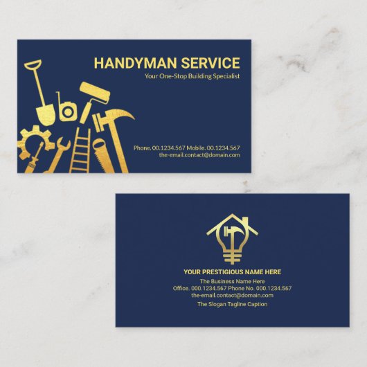 Imitate Gold Handyman Tools Zuhause Renovation Visitenkarte (Vorne/Hinten)