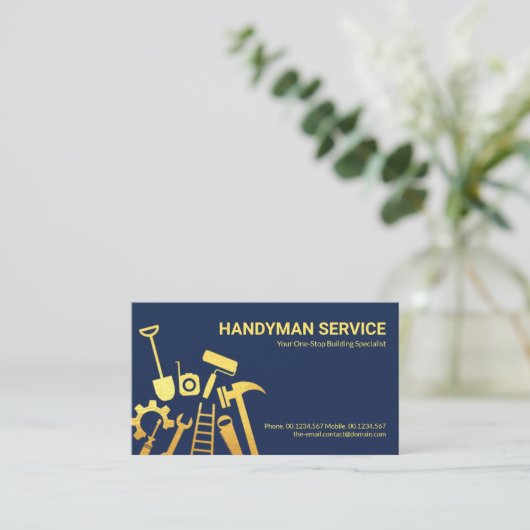 Imitate Gold Handyman Tools Zuhause Renovation Visitenkarte (Stehend Vorderseite)