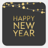 Imitate Gold Happy New Year Lights Quadratischer Aufkleber (Vorderseite)