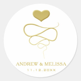 Imitate Gold Heart Ornament | Hochzeitsticker Runder Aufkleber