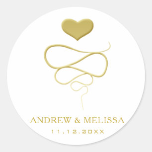 Imitate Gold Heart Ornament Hochzeitsticker Runder Aufkleber