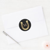 Imitate Gold Horseshoe Monogram Runder Aufkleber (Umschlag)