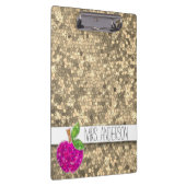 Imitate Gold Hot Pink Lehrer Apfelstube Name Klemmbrett (Rechts)