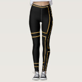 Imitate Gold Illustrierter Rechteckiger Stilschwar Leggings (Vorderseite)