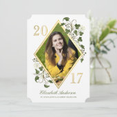 Imitate Gold Ivy League Grad Foto Einladung (Stehend Vorderseite)