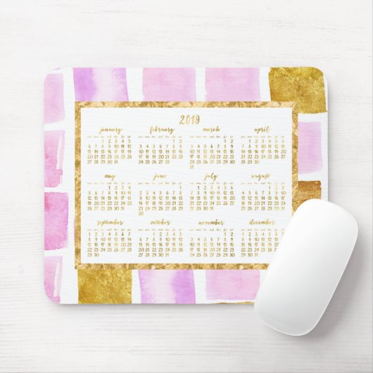 Imitate Gold Jährlich 2019 Kalender Maus Pads Pink Mousepad (Mit Mouse)