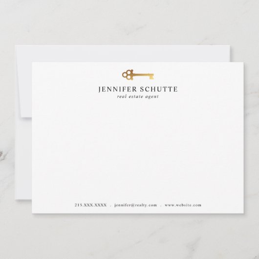Imitate Gold Key Personalisiert Chic Realtor Stati Mitteilungskarte (Vorderseite)