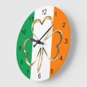 Imitate Gold Kleeblatt Cloud Irish Flag Große Wanduhr (Winkel)