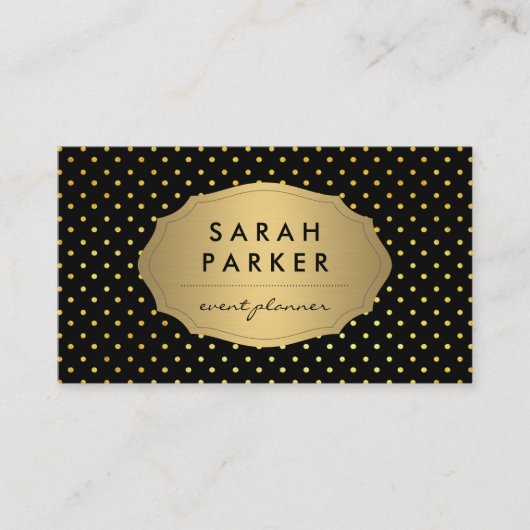 Imitate Gold Label Polka Dot Muster Visitenkarte (Vorderseite)