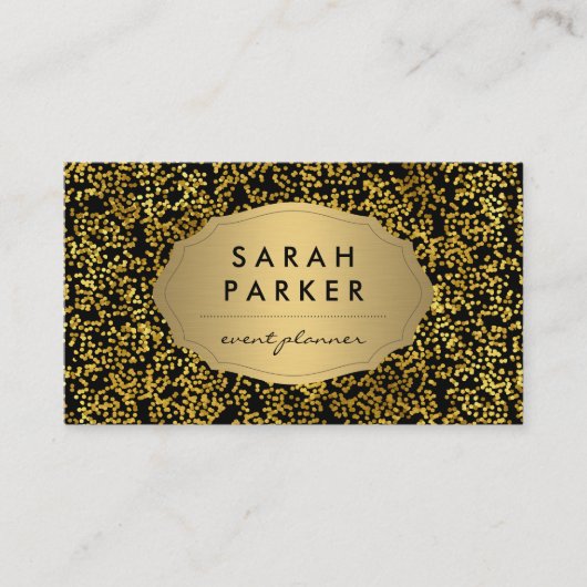 Imitate Gold Label Scatter Dot Muster Visitenkarte (Vorderseite)