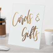 Imitate Gold Lässige Handschriftenkarten & Geschen Sockelschild (In Situ)