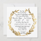 Imitate Gold Laurel Wreath Olive Leaf Zweigstelle  Einladung (Vorderseite)