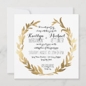 Imitate Gold Laurel Wreath Olive Leaf Zweigstelle  Einladung (Vorderseite)