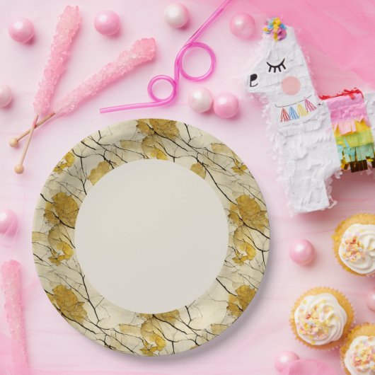 Imitate Gold Leaf Border Pappteller (Party)