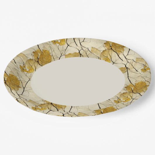 Imitate Gold Leaf Border Pappteller (Schrägansicht)