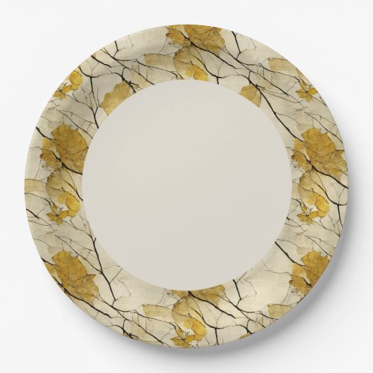 Imitate Gold Leaf Border Pappteller (Vorderseite)