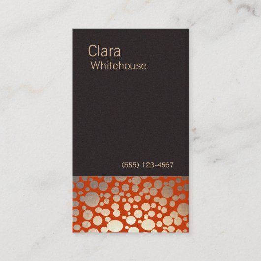 Imitate Gold Leaf Circle Pattern Orange Business C Visitenkarte (Vorderseite)