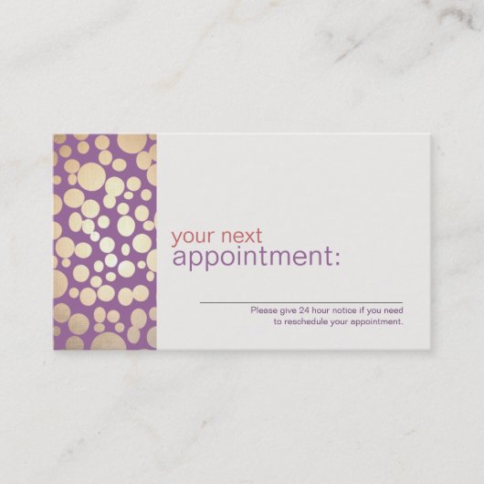 Imitate Gold Leaf Circles Lila Appointing Card 1 Terminkarte (Vorderseite)