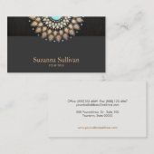 Imitate Gold Leaf Motif Black Linen Beruflich Visitenkarte (Vorne/Hinten)