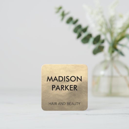 Imitate Gold Leather Quadratische Visitenkarte (Stehend Vorderseite)