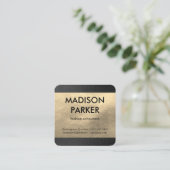 Imitate Gold Leder / Black Leather Trimm Quadratische Visitenkarte (Stehend Vorderseite)