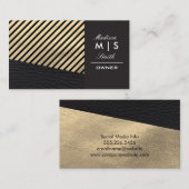 Imitate Gold Leder und Black Leather Trim Streifen Visitenkarte (Vorne/Hinten)
