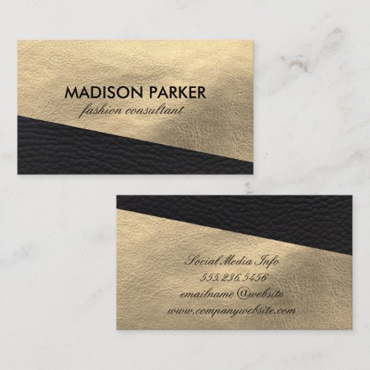 Imitate Gold Leder und Black Leather Trimm Visitenkarte (Vorne/Hinten)