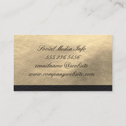 Imitate Gold Leder und Black Leather Trimm Visitenkarte (Rückseite)