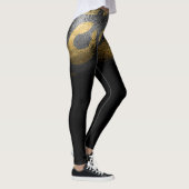 Imitate Gold Leopard Cheetah Print Shiny Black Chi Leggings (Rechts)