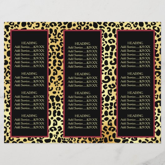 IMITATE Gold Leopard Trifold Produktbroschüre (Rückseite)
